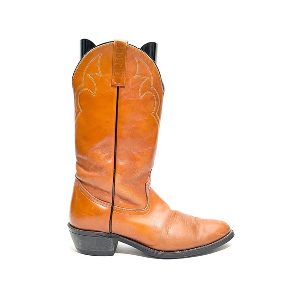 RED WINGVintage 1980s mens cognac brown leather mid calf western cowboy boots